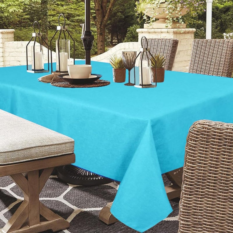 youngseahome Outdoor Tablecloth Wrinkle-Free Stain Resistant Waterproof Polyester Fabric Table Cover with Zipper Umbrella Hole for Picnic/Party/Dinner/Patio Garden(60Ã—84inch,Zippered,Aqua) - Image 3