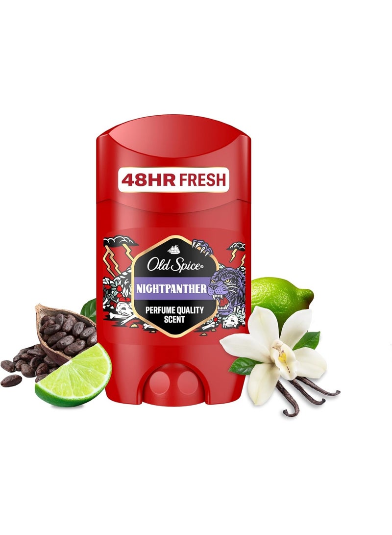 أولد سبايس اولد سبايس ستيك مزيل العرق نايت بانثر للرجال، 50 مل، 48 ساعة، عطر يدوم طويلا بجودة العطور، 0% ملح الومنيوم، لا يترك بقع على الاسود والابيض، مصنوع من بلاستيك...