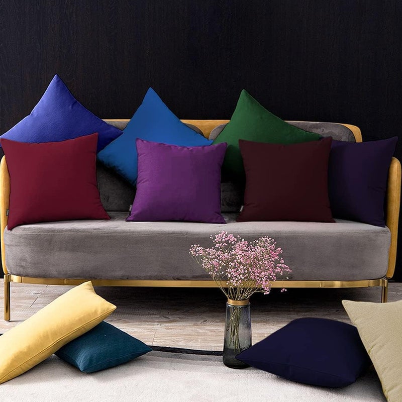 Coddsmz 6 Pack Decorative 100% Cotton Pillow Covers Square Cushion Cover Solid DIY Throw Pillowcase for Home Bed Sofa Halloween Christmas Purple 6 Pack-18"" x 18""/45x45cm - Image 4