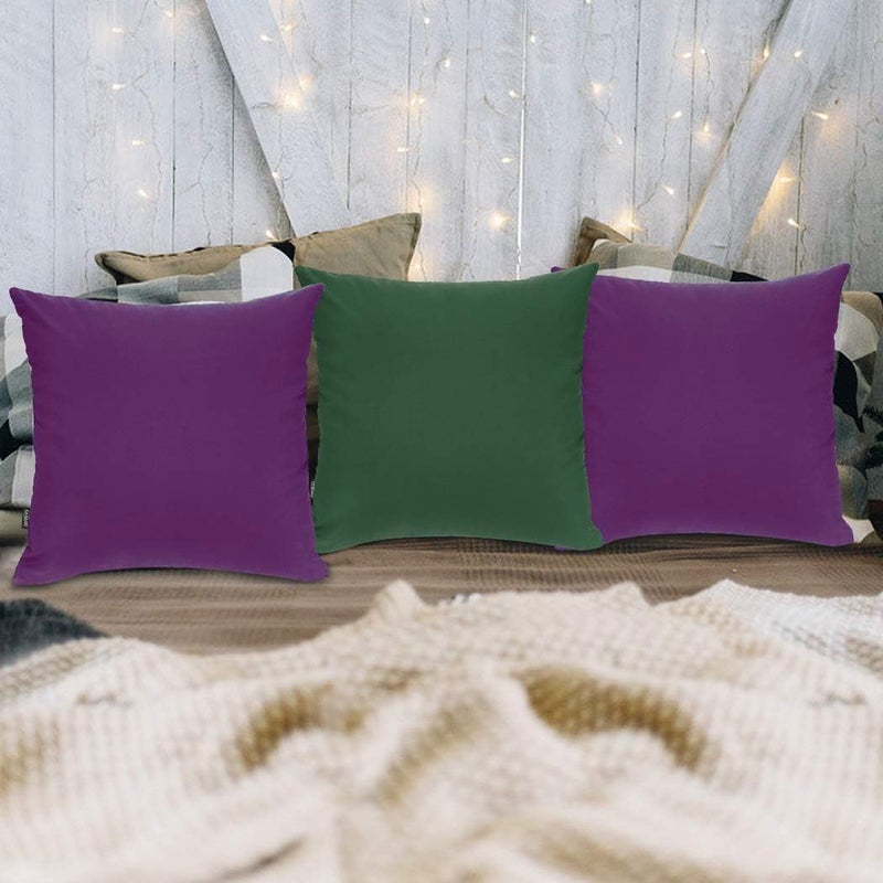 Coddsmz 6 Pack Decorative 100% Cotton Pillow Covers Square Cushion Cover Solid DIY Throw Pillowcase for Home Bed Sofa Halloween Christmas Purple 6 Pack-18"" x 18""/45x45cm - Image 3