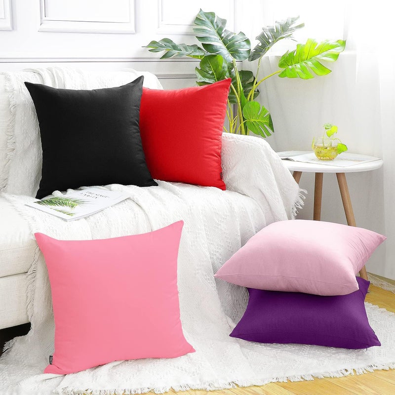 Coddsmz 6 Pack Decorative 100% Cotton Pillow Covers Square Cushion Cover Solid DIY Throw Pillowcase for Home Bed Sofa Halloween Christmas Purple 6 Pack-18"" x 18""/45x45cm - Image 2