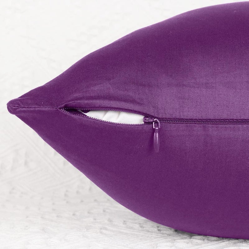 Coddsmz 6 Pack Decorative 100% Cotton Pillow Covers Square Cushion Cover Solid DIY Throw Pillowcase for Home Bed Sofa Halloween Christmas Purple 6 Pack-18"" x 18""/45x45cm - Image 5