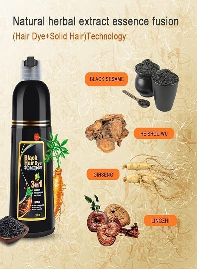 Lobe Miracle Hair Color Shampoo Pump Pack with 5 Herbal Extracts and 100% Ammonia Free, Long Lasting Formula, 500 ML - Natural Black Colour - Image 4