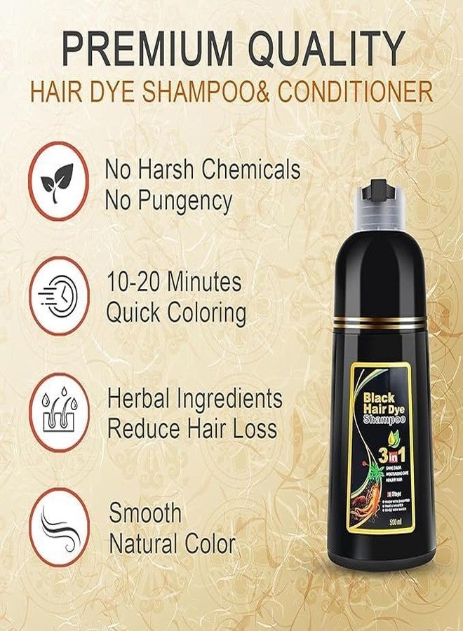 Lobe Miracle Hair Color Shampoo Pump Pack with 5 Herbal Extracts and 100% Ammonia Free, Long Lasting Formula, 500 ML - Natural Black Colour - Image 3
