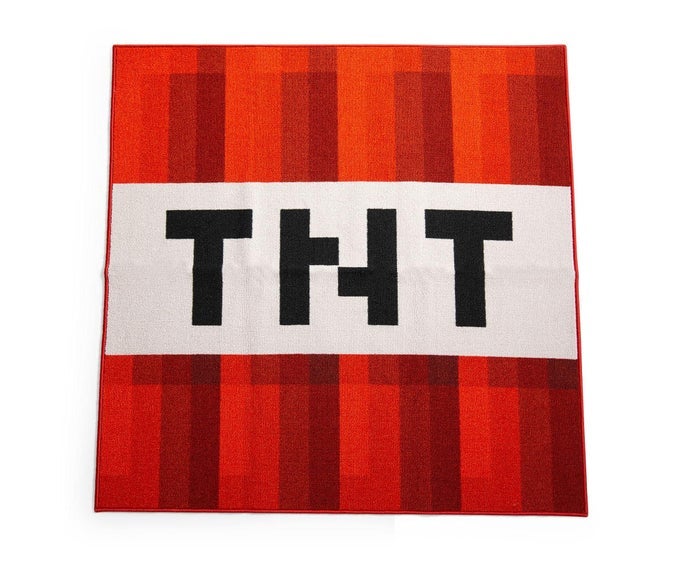 UKONIC RED TNT BLOCK SQUARE AREA RUG OFFICIAL VIDEO GAME COLLECTIBLE INDOOR FLOOR MAT RUGS FOR LIVING ROOM AND BEDROOM HOME DECOR FOR KIDS ROOM PLAYROOM 52 X 52 INCHES