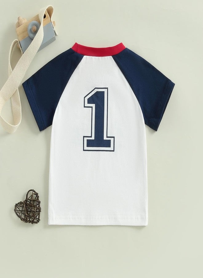 Fernvia Family Matching Daddy Mommy and Me of The Year T-Shirts Letter Baseball Tops Baby Boy First Birthday Outfit (Baby, 12-18 Months, Blue) - Image 4