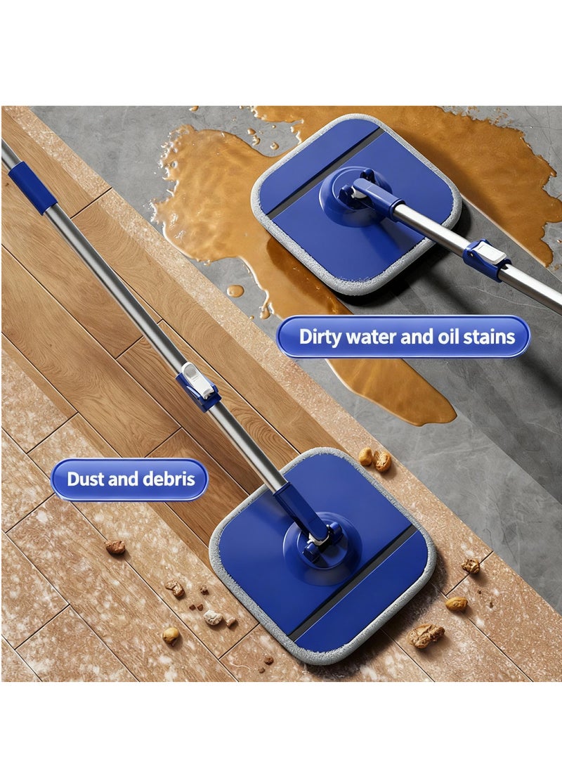 rayze Upgraded Spin Mop and Bucket System Set: Self-Separating Clean and Dirty Water, Foldable Square Vertical Mop Head, Includes Extra-Soft Microfiber Mop Pads, Detachable Bucket (Blue + White, Mop Set Comes with 2 Pads) - Image 2
