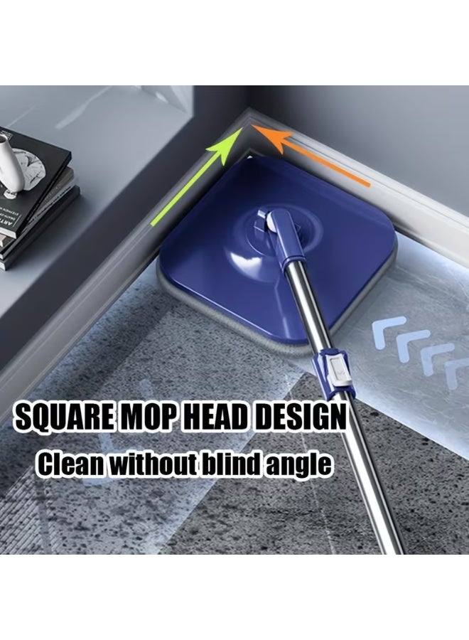 rayze Upgraded Spin Mop and Bucket System Set: Self-Separating Clean and Dirty Water, Foldable Square Vertical Mop Head, Includes Extra-Soft Microfiber Mop Pads, Detachable Bucket (Blue + White, Mop Set Comes with 2 Pads) - Image 4