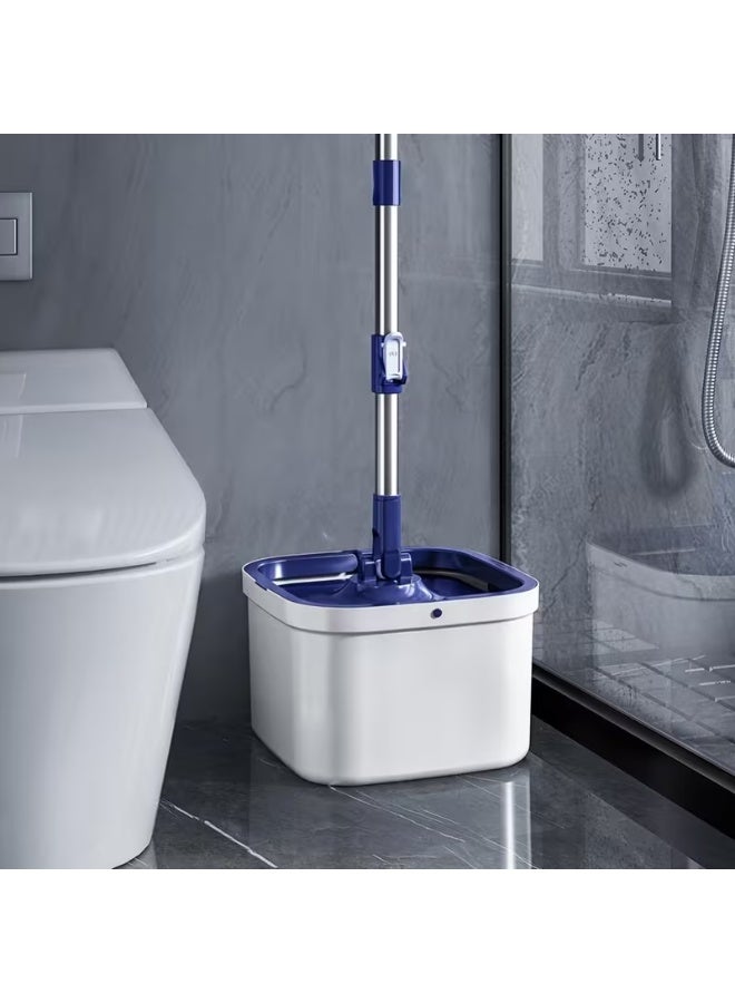 rayze Upgraded Spin Mop and Bucket System Set: Self-Separating Clean and Dirty Water, Foldable Square Vertical Mop Head, Includes Extra-Soft Microfiber Mop Pads, Detachable Bucket (Blue + White, Mop Set Comes with 2 Pads) - Image 3