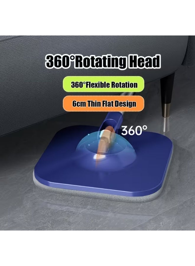 rayze Upgraded Spin Mop and Bucket System Set: Self-Separating Clean and Dirty Water, Foldable Square Vertical Mop Head, Includes Extra-Soft Microfiber Mop Pads, Detachable Bucket (Blue + White, Mop Set Comes with 2 Pads) - Image 5