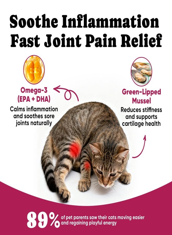 BuddyCheer Glucosamine for Cats, Cat Joint Supplement with Chondroitin, Omega-3s & Green-Lipped Mussel, Pain Relief Crunchy & Creamy Treats for Senior Cats, Hip & Joint, Mobility & Flexibility Support -450 Chews - Image 4