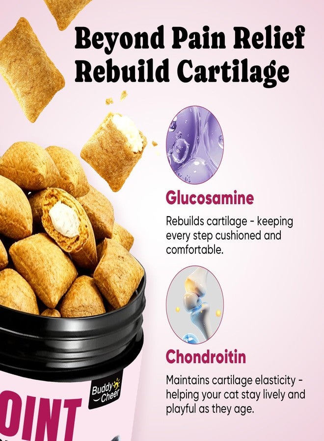 BuddyCheer Glucosamine for Cats, Cat Joint Supplement with Chondroitin, Omega-3s & Green-Lipped Mussel, Pain Relief Crunchy & Creamy Treats for Senior Cats, Hip & Joint, Mobility & Flexibility Support -450 Chews - Image 5