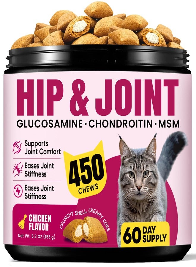 BuddyCheer Glucosamine for Cats, Cat Joint Supplement with Chondroitin, Omega-3s & Green-Lipped Mussel, Pain Relief Crunchy & Creamy Treats for Senior Cats, Hip & Joint, Mobility & Flexibility Support -450 Chews - Image 1