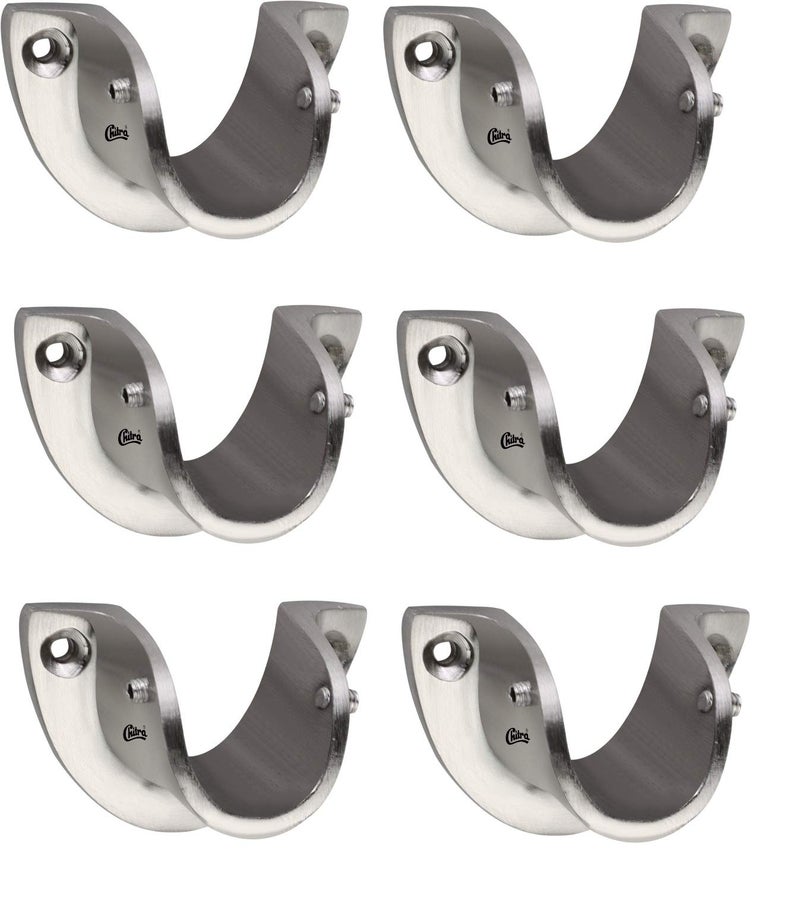 Chitra Zinc Duck Wall To Wall Rod Pocket Concealed Bracket For 1 Inch Dia Solid Opaque Curtain Rod (Silver) - Pack Of 6 - Image 1