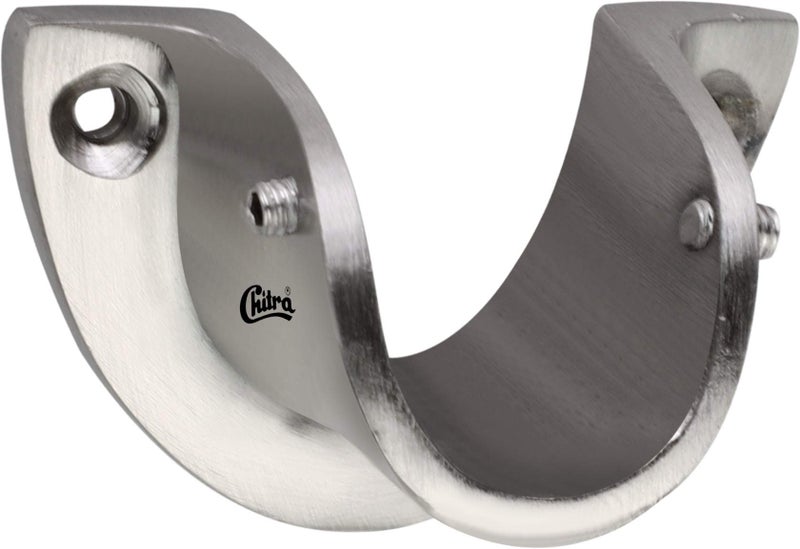 Chitra Zinc Duck Wall To Wall Rod Pocket Concealed Bracket For 1 Inch Dia Solid Opaque Curtain Rod (Silver) - Pack Of 6 - Image 2