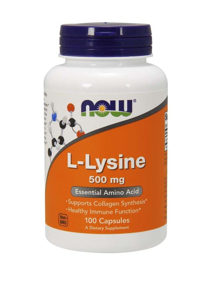 now L-Lysine 500mg Amino Acid - 100 Veg Capsules