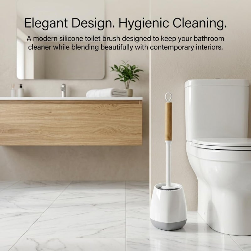 Silicone Bath Brush with Ventilation Holder and Quick Drying - Deep Cleaning Toilet Brush for Bathroom Without Scratching - 360 Degree Flexible Toilet Brush - Image 3