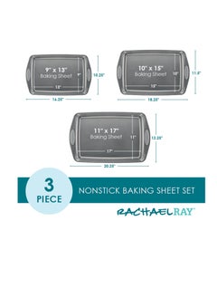 Rachael Ray Nonstick Bakeware Set with Grips, Nonstick Cookie Sheets / Baking Sheets - 3 Piece, Gray with Sea Salt Gray Grips - pzsku/Z45294B539EDAA4775C8AZ/45/_/1736599791/89ad41ac-dae6-438e-9839-f0fc7d0f25e8