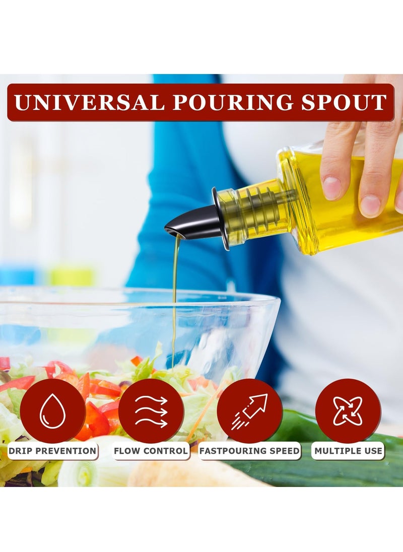 SYOSI Liquor Pour Spout Adapter Water Bottle 12pcs Oil Topper Pourer Spouts for Bottles Syrup Bottle Pour Spouts Bartender Accessories Stainless Steel Bar Pouring Glass Bottle Spouts for Liquor Bottles  - Image 2