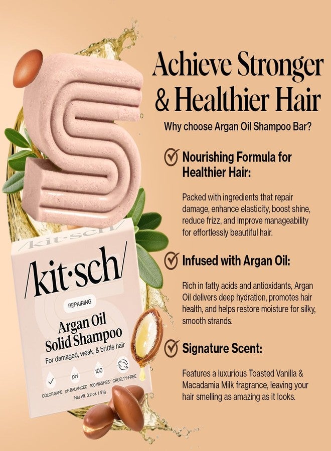 Kitsch Argan Oil Shampoo Bar - Repairing Solid Hair Shampoo for Women and Men - Moisturizing Hair Care for Dry, Damaged Hair - Vegan, All Natural, Paraben & Sulfate-Free, Made in USA, 3.2 oz - Image 2