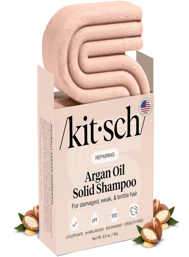 Kitsch Argan Oil Shampoo Bar - Repairing Solid Hair Shampoo for Women and Men - Moisturizing Hair Care for Dry, Damaged Hair - Vegan, All Natural, Paraben & Sulfate-Free, Made in USA, 3.2 oz - Image 1