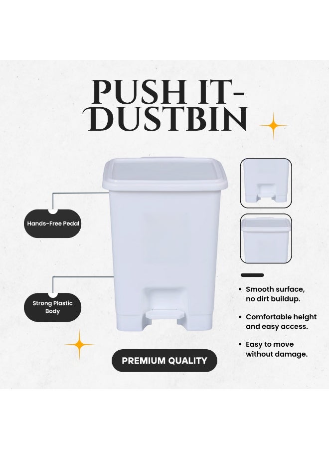 SNH Dustbin | Waste Bin | Trash Bin | Garbage Can | PUSH IT Waste Disposal Bin with Push Lid & Foot Pedal | Step On Waste Bin for Kitchen, Bathroom, Office & Outdoor Use | Durable Plastic Trash Can with Secure Cover | Weather Proof Waste Container - Image 2