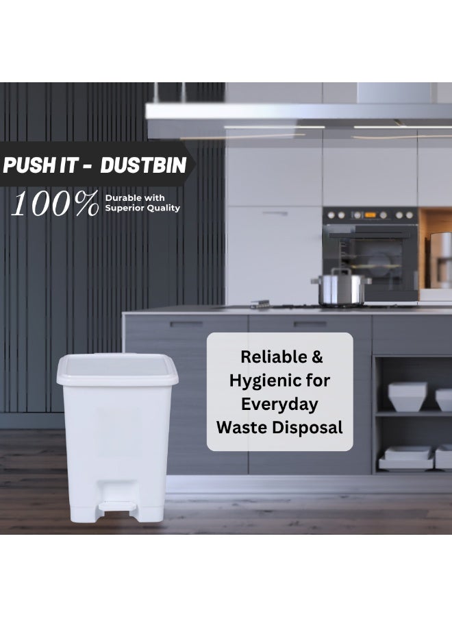 SNH Dustbin | Waste Bin | Trash Bin | Garbage Can | PUSH IT Waste Disposal Bin with Push Lid & Foot Pedal | Step On Waste Bin for Kitchen, Bathroom, Office & Outdoor Use | Durable Plastic Trash Can with Secure Cover | Weather Proof Waste Container - Image 4