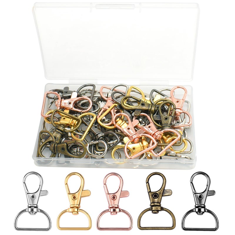 PEOUWNES Swivel Clasp Hooks, Key Chain Clip Hooks, D Ring Clip Lanyard Snap Hook for Keychain Making, Purse Hardware, Lanyard Making, DIY Craft (3/4â€ Inside Width) - Image 1