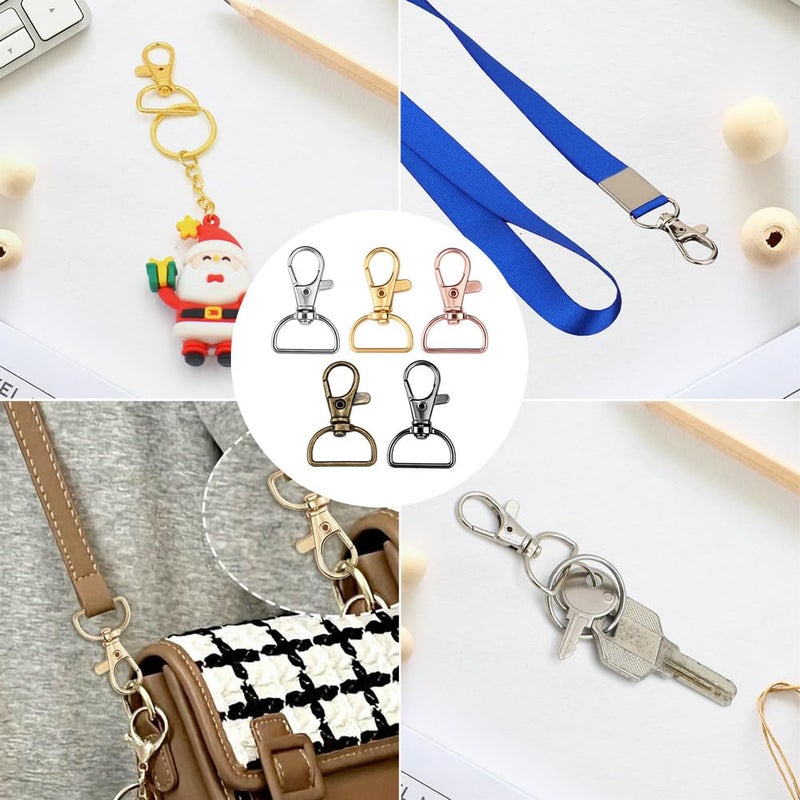 PEOUWNES Swivel Clasp Hooks, Key Chain Clip Hooks, D Ring Clip Lanyard Snap Hook for Keychain Making, Purse Hardware, Lanyard Making, DIY Craft (3/4â€ Inside Width) - Image 2