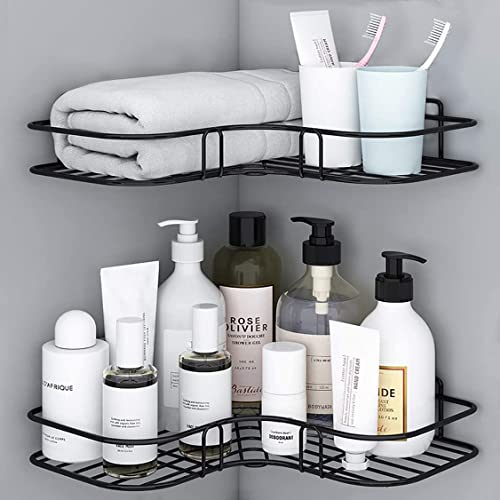ZURATO Self-Adhesive Metal Bathroom Rack Storage Shelves, Bathroom Storage Rack Corner, Stainless Steel Corner Shelf Organizer Storage, Bathroom Shelf/Shelves - Image 3