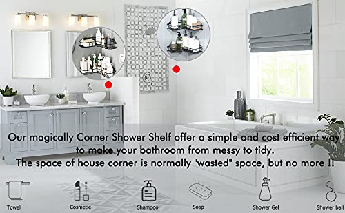ZURATO Self-Adhesive Metal Bathroom Rack Storage Shelves, Bathroom Storage Rack Corner, Stainless Steel Corner Shelf Organizer Storage, Bathroom Shelf/Shelves - Image 4