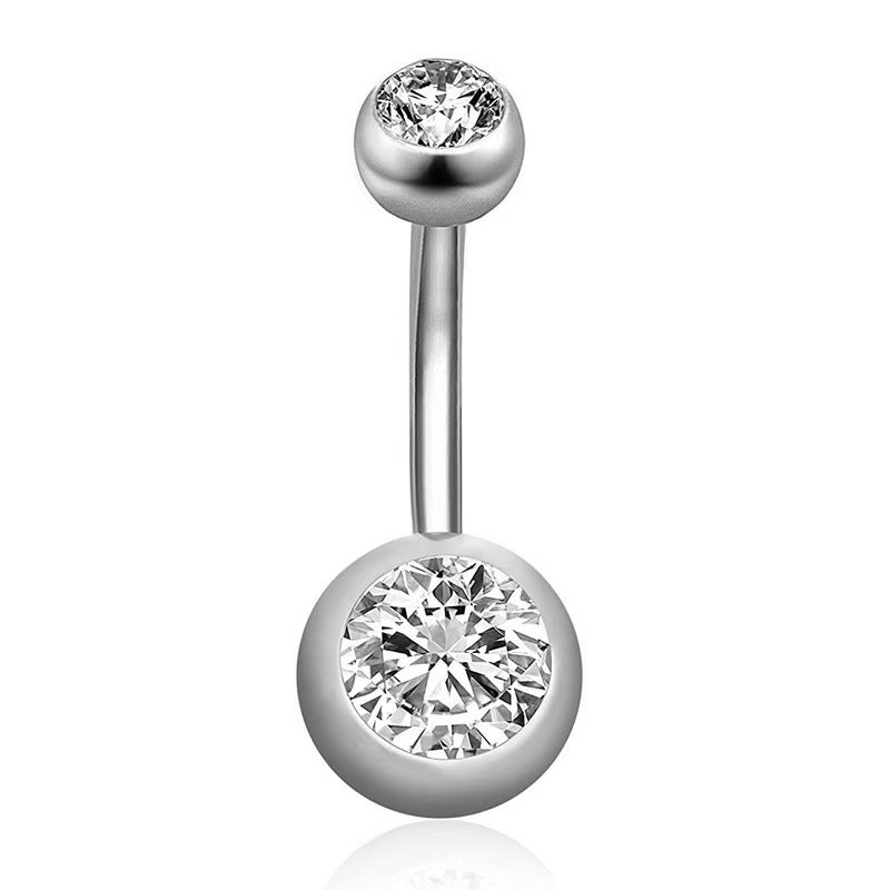 New Fashionable Floral Belly Button Rings Body Piercing Jewelry with Embedded Diamonds Unisex Copper Design for Special Occasions Single drill silver 