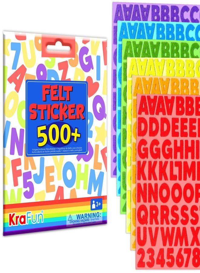 KRAFUN أكثر من 500 ملصق من اللباد من كرافن للأطفال الصغار - حروف أبجدية وأرقام وأشكال ذاتية اللصق - لوازم فنية وحرفية سهلة الاستخدام - هدية تعليمية للأطفال من عمر 3 سنوات فما فوق - Image 1