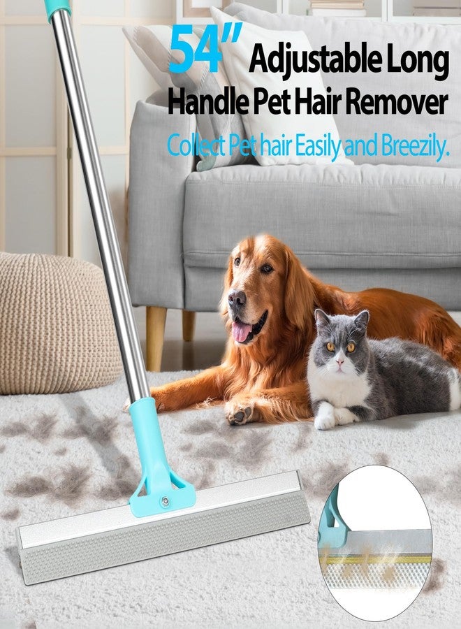 Thalomely Carpet Rake for Pet Hair Removal Tool, 2 in 1 TPU and Copper Rake Teeth, Uproot Clean Hair Remover with 54’’ Adjustable Long Handle, Reusable Cat & Dog Fur Broom for Carpets,Rugs, Mats,Car - Image 2