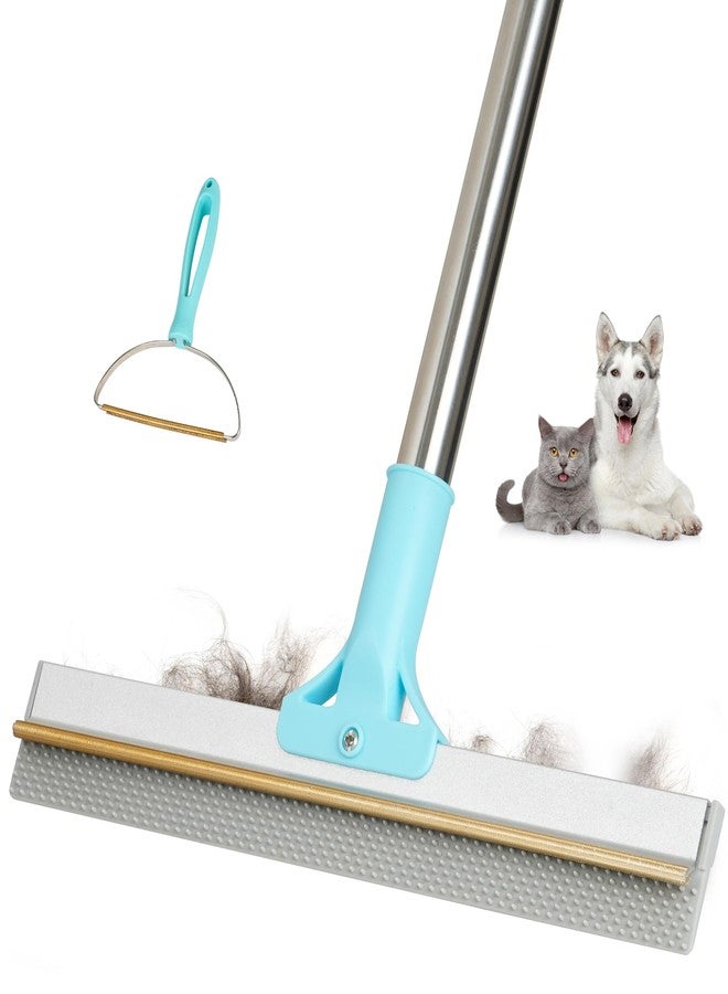 Thalomely Carpet Rake for Pet Hair Removal Tool, 2 in 1 TPU and Copper Rake Teeth, Uproot Clean Hair Remover with 54’’ Adjustable Long Handle, Reusable Cat & Dog Fur Broom for Carpets,Rugs, Mats,Car - Image 1