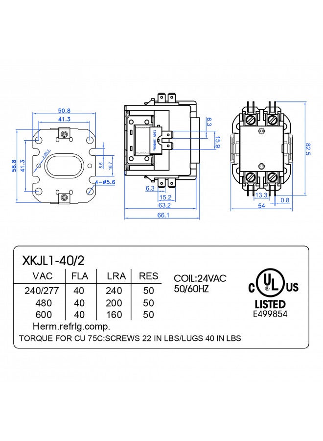 Dreyoo موصل موتور HVAC من Dreyoo، 24 فولت 40 أمبير، ملف 2 قطب بديل متوافق مع C230B، مكيف هواء، مضخة حرارية، أنظمة تبريد (1 قطعة) - Image 3