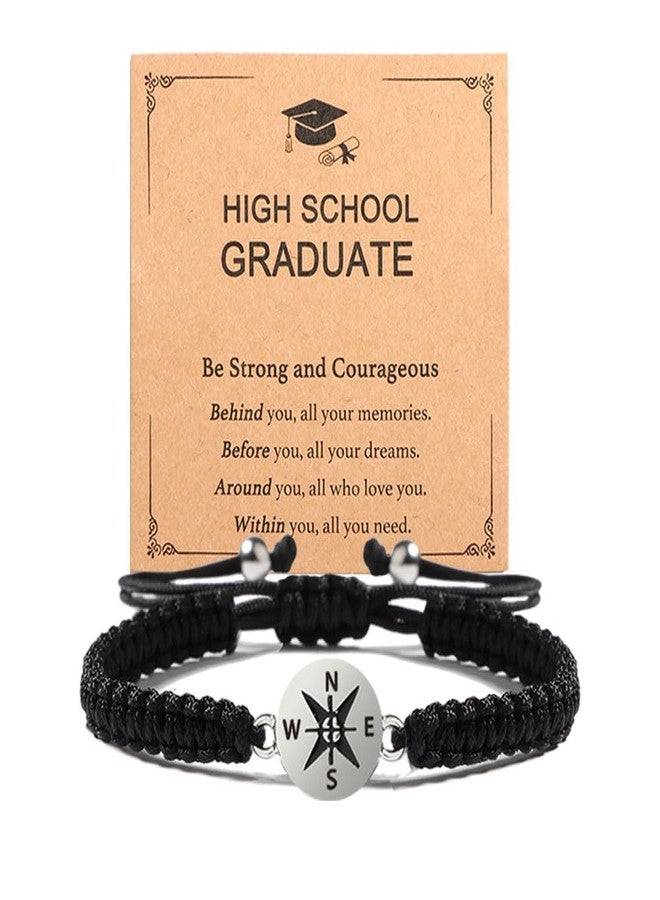 AULSIEY 2025 High School Graduation Gifts for Him Her, High School Seniors Graduation Decorations Class of 2025 Compass Graduation Bracelet for Daughter Son Sister Brother - High School - Image 1
