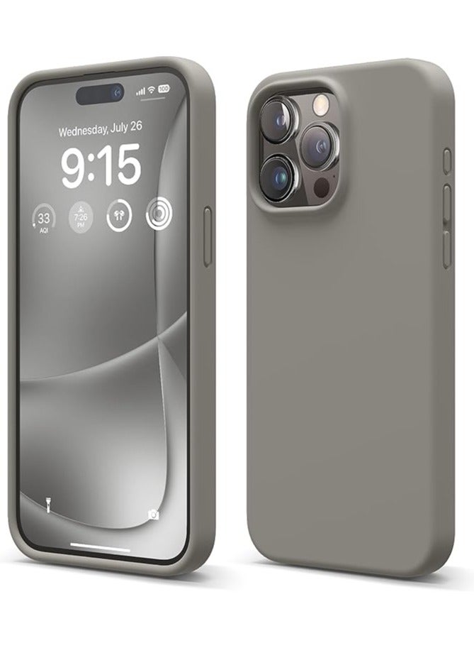 ماركة غير محددة غطاء حماية واقٍ من السيليكون لهاتف آيفون 15 برو ماكس رمادي