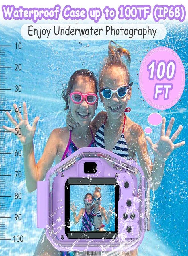 Agoigo Kids Waterproof Camera - Children Underwater HD Video Digital Camcorder, Portable Travel Toy for Toddler - Ideal Christmas Birthday Gifts for Boys Girls Age 3-12 with 32GB Card (Purple) - Image 5