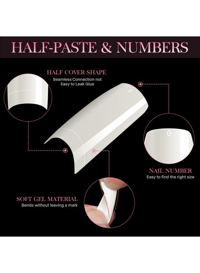 krofaue 1000PCS Half Cover False Nails Tips, krofaue 10 Sizes Lady French Style Acrylic Artificial Tip Manicure with Box for Nail Tips Art Salons and Home DIY (Natural+Clear) - Image 5