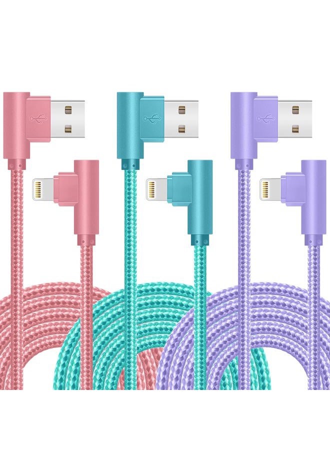 APFEN iPhone Charger, Apple MFi Certified 3Pack 6FT Lightning Cable, 90 Degree Fast Charging Cables Cord Compatible for 14/13 mini/13/12/11 Pro MAX/XR/XS/8/7/Plus/6S/SE/iPad - Image 1