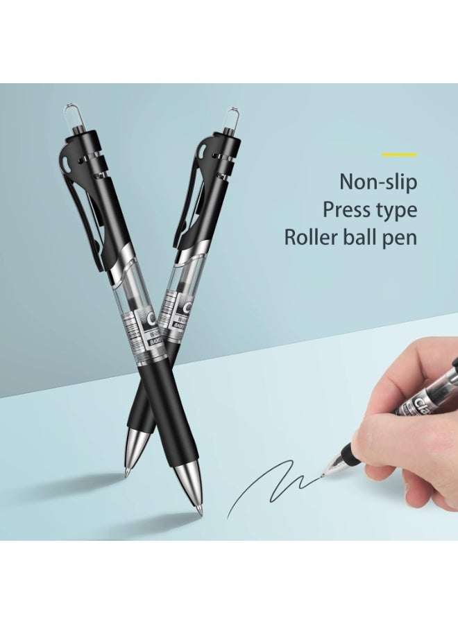 أقلام جل، حبر أسود، أقلام جل قابلة للسحب برأس كروي دوار، كتابة سلسة، سعة كبيرة، مناسبة للعمل أو الدراسة، عبوة من 12 قلمًا، 0.5 مم. - Image 2