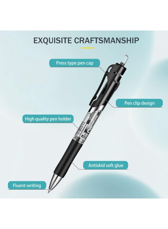 أقلام جل، حبر أسود، أقلام جل قابلة للسحب برأس كروي دوار، كتابة سلسة، سعة كبيرة، مناسبة للعمل أو الدراسة، عبوة من 12 قلمًا، 0.5 مم. - Image 3