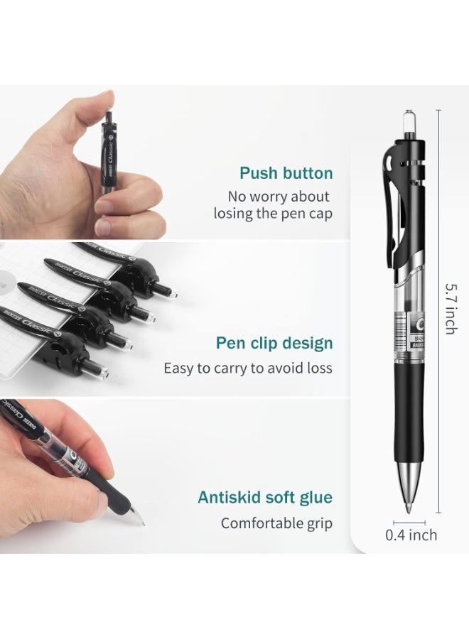 أقلام جل، حبر أسود، أقلام جل قابلة للسحب برأس كروي دوار، كتابة سلسة، سعة كبيرة، مناسبة للعمل أو الدراسة، عبوة من 12 قلمًا، 0.5 مم. - Image 4