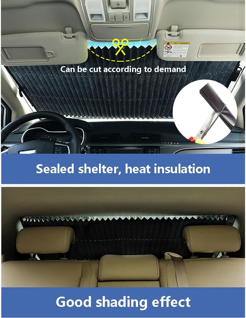 Goodern Auto Sunshade,Retractable Windshield Sun Shade,Quick Install Durable Breathable Mesh Cover,Suitable for UV Sun Protection,Keep Your Vehicle Cool,Screen Privacy for Camping,Trip-60CM - Image 4