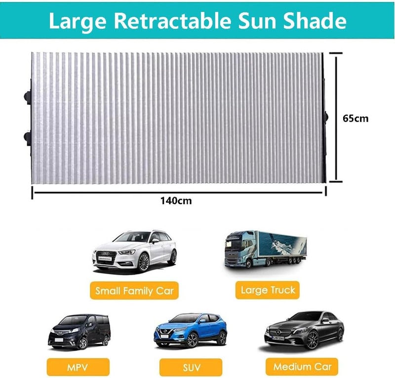 Goodern Auto Sunshade,Retractable Windshield Sun Shade,Quick Install Durable Breathable Mesh Cover,Suitable for UV Sun Protection,Keep Your Vehicle Cool,Screen Privacy for Camping,Trip-60CM - Image 5