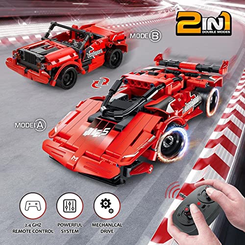 spring flower SpringFlower STEM Building Blocks Toys Gifts for Age 6 7 8 9 10 11 12 Boys and Girls DIY Building Bricks STEM Engineering Construction RC ToyRacing Car with Remote Control - Image 5