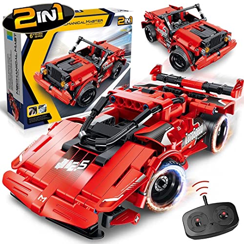 spring flower SpringFlower STEM Building Blocks Toys Gifts for Age 6 7 8 9 10 11 12 Boys and Girls DIY Building Bricks STEM Engineering Construction RC ToyRacing Car with Remote Control - Image 1