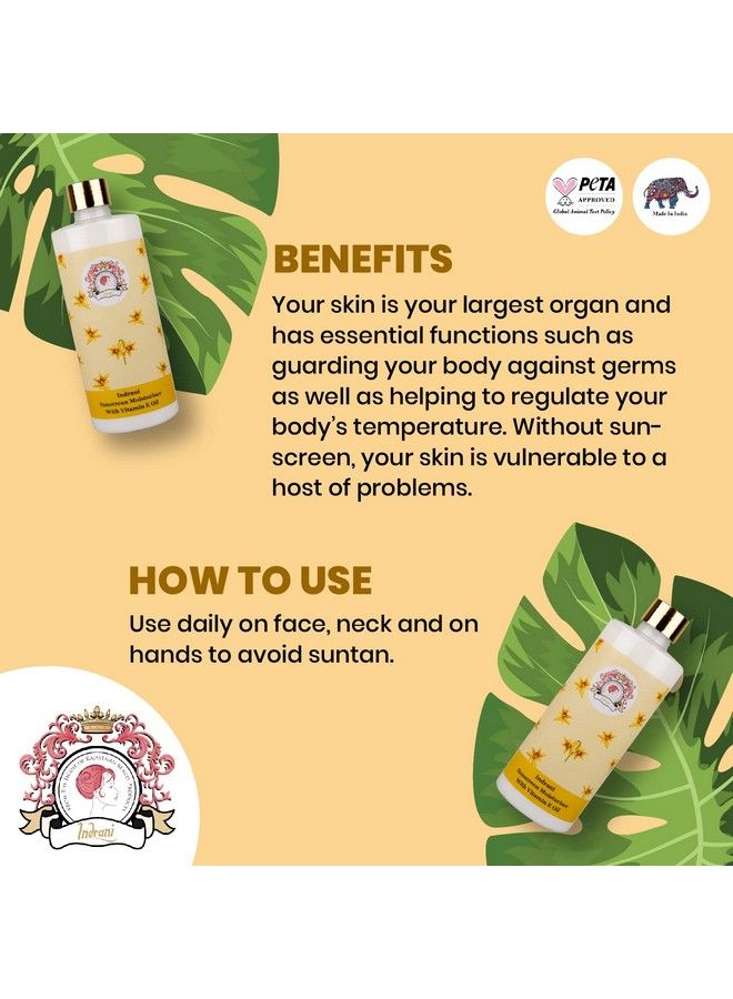 Indrani Cosmetics Indrani Sunscreen Moisturiser With Vitamin �E� Oil For Women Makes Your Skin Clean And Dust Free 500 Ml - Image 5
