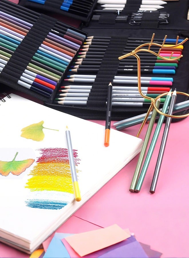 كالور مجموعة رسم مكونة من 82 قطعة من KALOUR،رسم، تتضمن دروسًا تعليمية، وأقلام رصاص ملونة، وأقلام رصاص من الجرافيت، وأقلام رصاص من الفحم، وأقلام رصاص مائية، وأقلام رصاص معدنية وباستيل، مجموعة رسم للبالغين والمراهقين والمبتدئين - Image 5